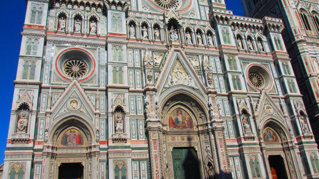 Facade of the Duomo, made of different coloured marble